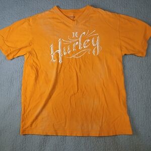 Hurley Boys T-Shirt Size L Orange V-Neck